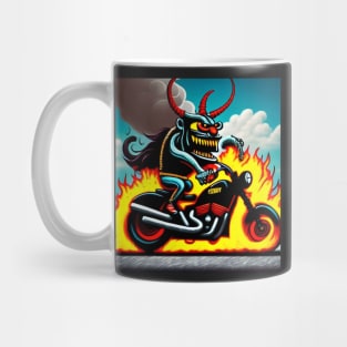 Devil Biker Flames Cartoon Demon Mug